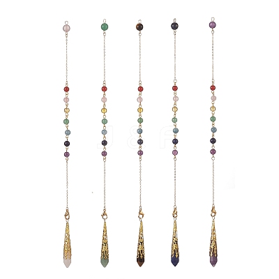 Mixed Gemstone Pointed Dowsing Pendulums PALLOY-JF02047-1