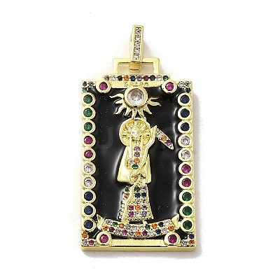 Brass Micro Pave Cubic Zirconia Pendants with Enamel KK-H458-05G-02-1