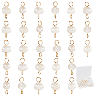 30Pcs Natural Cultured Freshwater Pearl Connector Charms PALLOY-SC00005-1