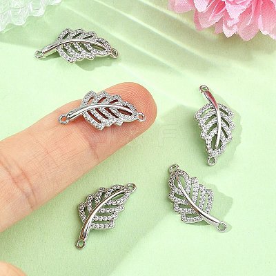 SHEGRACE Brass Micro Pave Clear Cubic Zirconia Connector Charms XGRQ3P816-600P-1