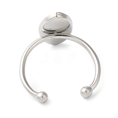 Non-Tarnish 304 Stainless Steel Open Cuff Ring Components STAS-I306-04P-1