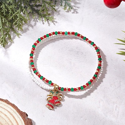 Christmas Glass Seed Beads & Glass Beads Multi-layered Bracelets BJEW-MZ00240-03-1