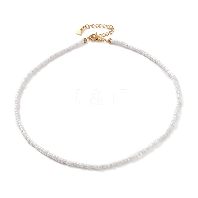 Round Glass Seed Beaded Necklaces NJEW-JN03207-03-1