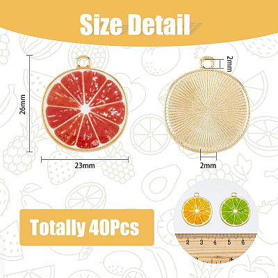 40Pcs 4 Colors Light Gold Alloy Enamel Pendants ENAM-DC0001-16-1