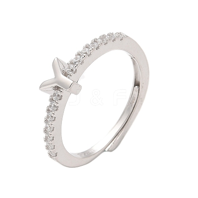S925 Sterling Silver Adjustable Letter Rings for Women RJEW-M068-01P-Y-1