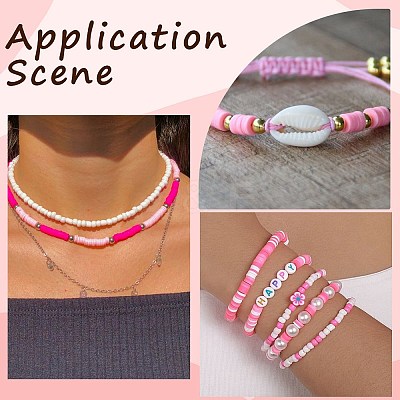 3 Strands Flat Round Handmade Polymer Clay Beads CLAY-SC0001-69C-1
