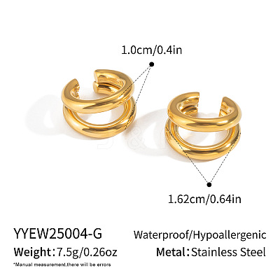 Double Layer 304 Stainless Steel Clip-on Earrings for Women EX6608-1