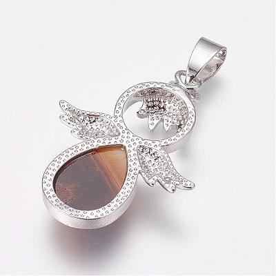 Natural Tiger Eye Pendants G-G651-A05-1