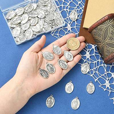 60Pcs 6 Styles Religion Tibetan Style Alloy Pendants FIND-CJ0005-79-1