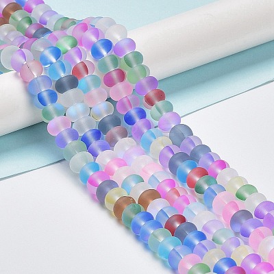 Frosted Transparent Glass Beads Strands FGLA-M002-01C-1