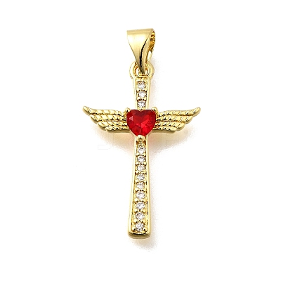 Brass Micro Pave Cubic Zirconia Pendants KK-Q066-40G-1