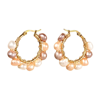 4 Pairs Vintage Natural Pearl Beads Earrings for Girl Women EJEW-JE04643-1