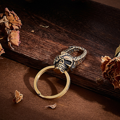 Skull Brass Lobster Claw Clasps KK-WH20002-20B-1