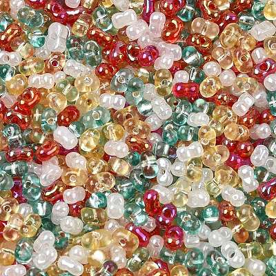 4 Colors Christmas Peanut Glass Seed Beads SEED-X0058-07-1