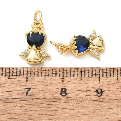 Brass Micro Pave Blue Cubic Zirconia Charms CU-E003-05G-1