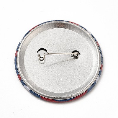 Independence Day Flat Round Tinplate Badge Pins JEWB-G021-01G-1