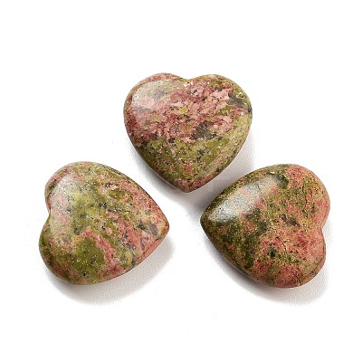 Heart Natural Unakite Palm Stones G-C134-06A-12-1