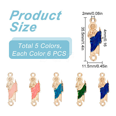 30Pcs 5 Colors Religion Alloy Enamel Connector Charms FIND-GO0001-62-1