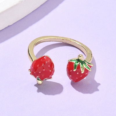 Brass with Enamel Cuff Open Rings for Women RJEW-Q019-01A-G-1