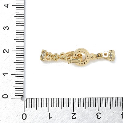 Ring Brass Micro Pave Clear Cubic Zirconia Fold Over Clasps KK-Z143-21G-1