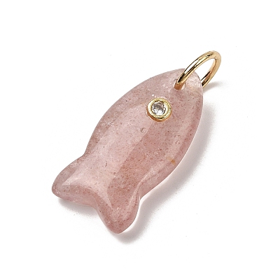 Natural Strawberry Quartz Pendants X-G-A297-01G-08-1