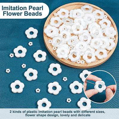 100Pcs 2 Style ABS Plastic Imitation Pearl Beads OACR-AR0001-11-1