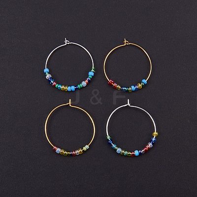 Brass Wine Glass Charm Rings Hoop Earrings KK-PH0028-01M-1