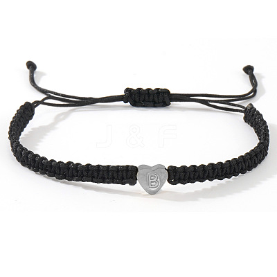 304 Stainless Steel Heart with Letter Bead Braided Bead Bracelets OO6447-30-1