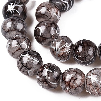 Drawbench Crackle Glass Beads Strands GLAA-N006-8mm-01-1