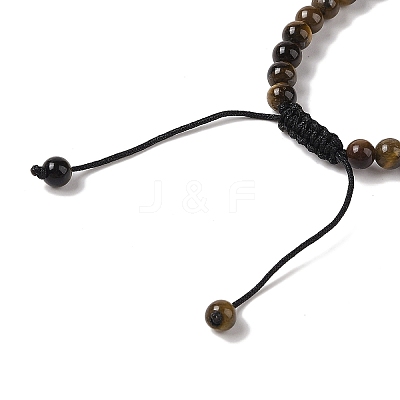 6mm Round Natural Tiger Iron Braided Bead Bracelets BJEW-C067-01A-04-1