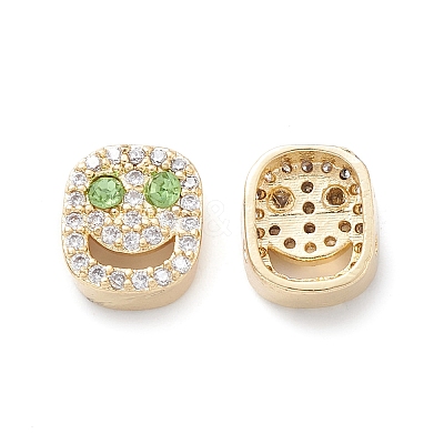 Brass Micro Pave Cubic Zirconia Beads KK-M241-01J-1