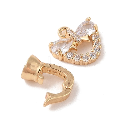 Golden Brass Micro Pave Cubic Zirconia Fold Over Clasps KK-B100-037G-01-1