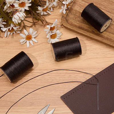 3 Rolls Flat Waxed Polyester Thread String YC-CL0001-02B-1
