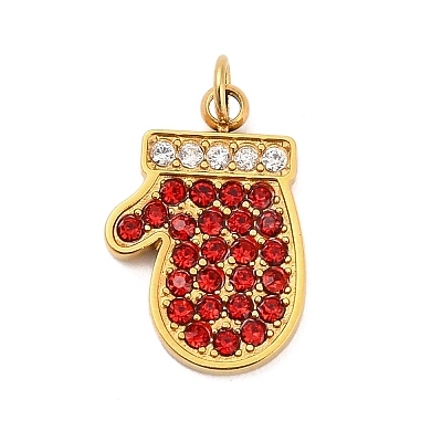 304 Stainless Steel Rhinestone Charms FIND-I062-01G-06-1