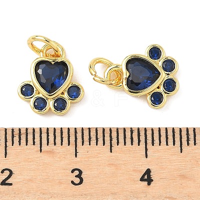 Brass Pave Cubic Zirconia Paw Print Charms KK-I355-17G-04-1