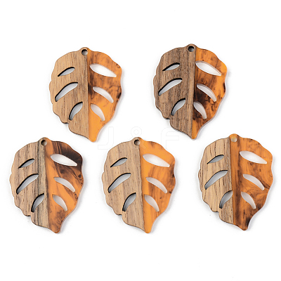 Autumn Theme Resin & Walnut Wood Pendants X-RESI-S389-003A-A01-1