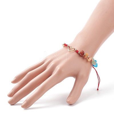Natural Mixed Stone & Freshwater Pearl Braided Bead Bracelets BJEW-JB08720-03-1