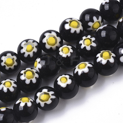 Handmade Millefiori Lampwork Beads Strands X-LAMP-R143-01A-1