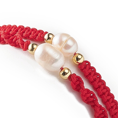 2Pcs 2 Style Natural Pearl Braided Bead Bracelets Set with Nylon Cord for Women BJEW-JB09141-01-1