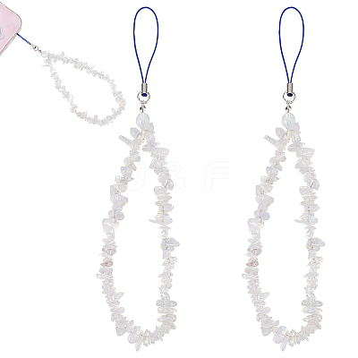 Opalite Chips Beaded Chain Mobile Straps FIND-WH0135-07A-1