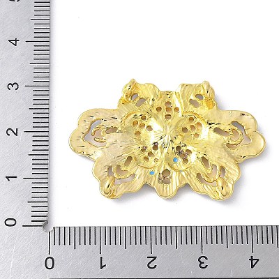 Brass Colorful Enamel Flower Multi-Strand Links KK-K399-10G-1