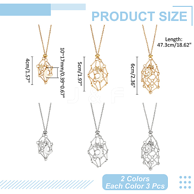 6Pcs 6 Styles 304 Stainless Steel Cable Chain Empty Macrame Pouch Necklace Making NJEW-WR00009-1