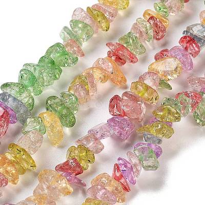 Transparent Crackle Glass Beads Strands GLAA-U004-01G-1