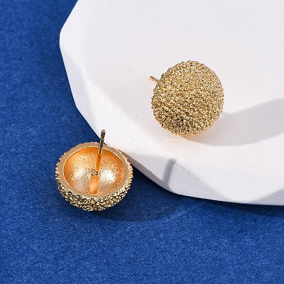 Brass Textured Stud Earrings EJEW-A143-02C-G-1