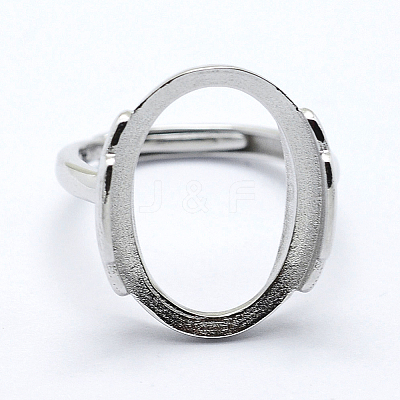 Anti-Tarnish Rhodium Plated 925 Sterling Silver Finger Ring Components STER-G027-10P-1