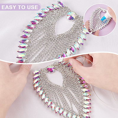 2Pcs Leaf Shape Rhinestone Garment Accessories DIY-GA0007-89-1