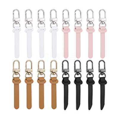16Pcs 4 Style Imitation Leather Zipper Pull Fixer Replacement for Tab Luggage Purse Repair Accessories HJEW-PH02333-1