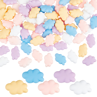 80Pcs Opaque Resin Cabochons CRES-ME0001-06-1