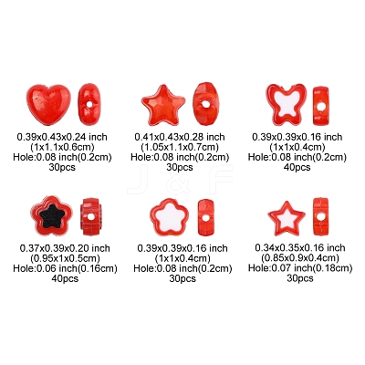200Pcs 6 Styles Transparent & Opaque Acrylic Beads TACR-FS0001-54F-1