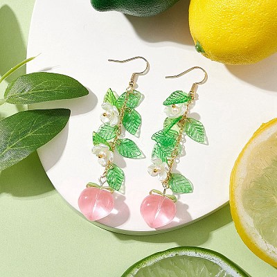 Acrylic 304 Stainless Steel Dangle Earrings EJEW-JE05735-02-1